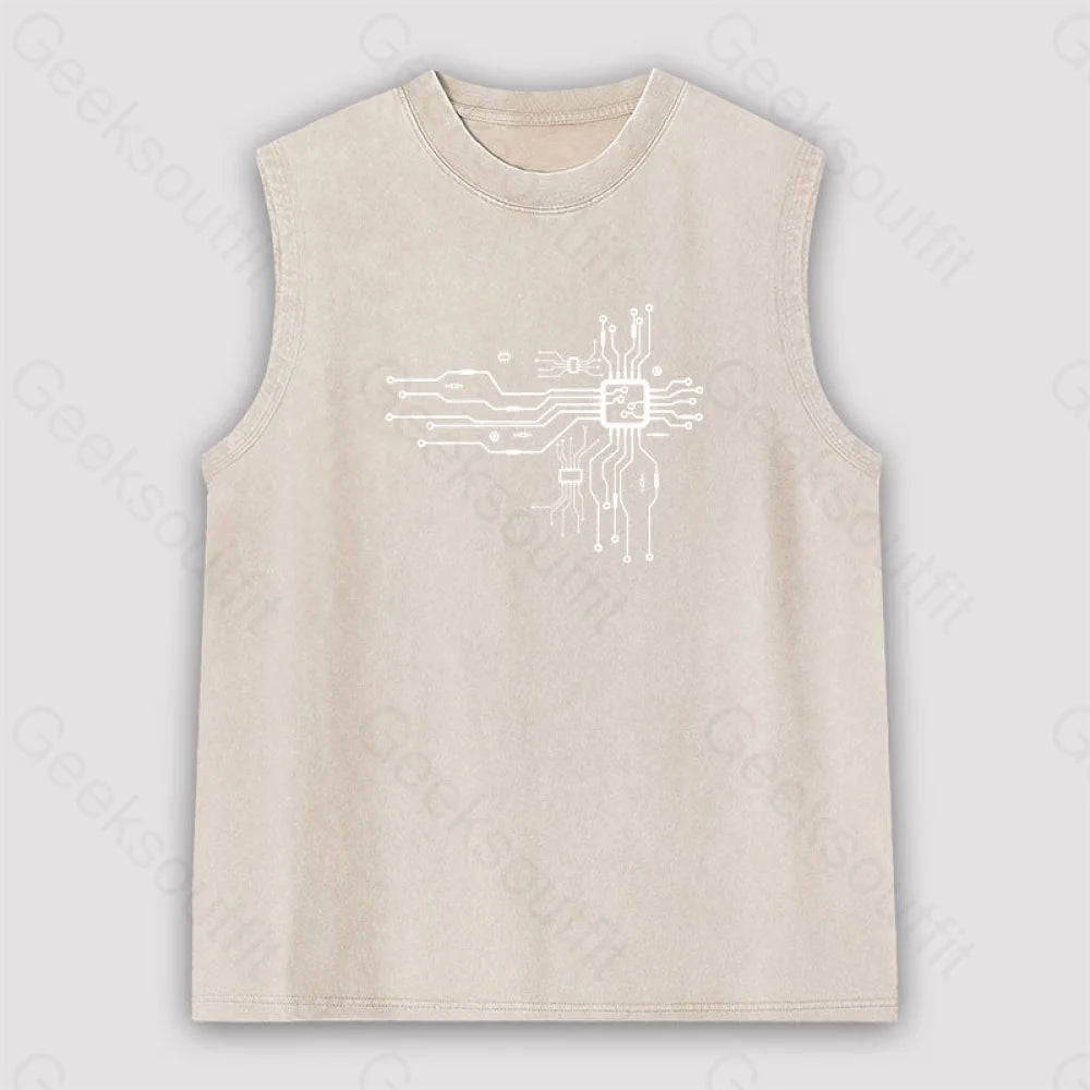 Cpu Heart Unisex Washed Tank Apricot / S