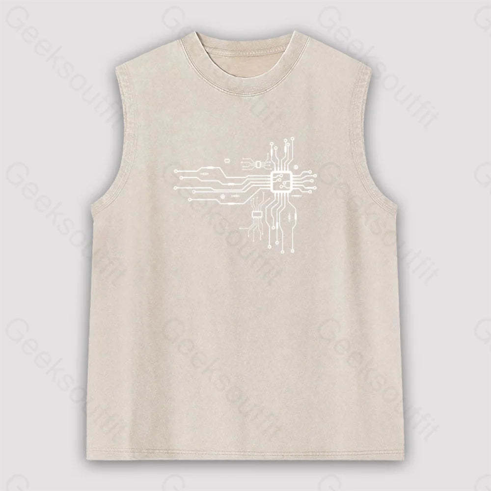 Cpu Heart Unisex Washed Tank Apricot / S