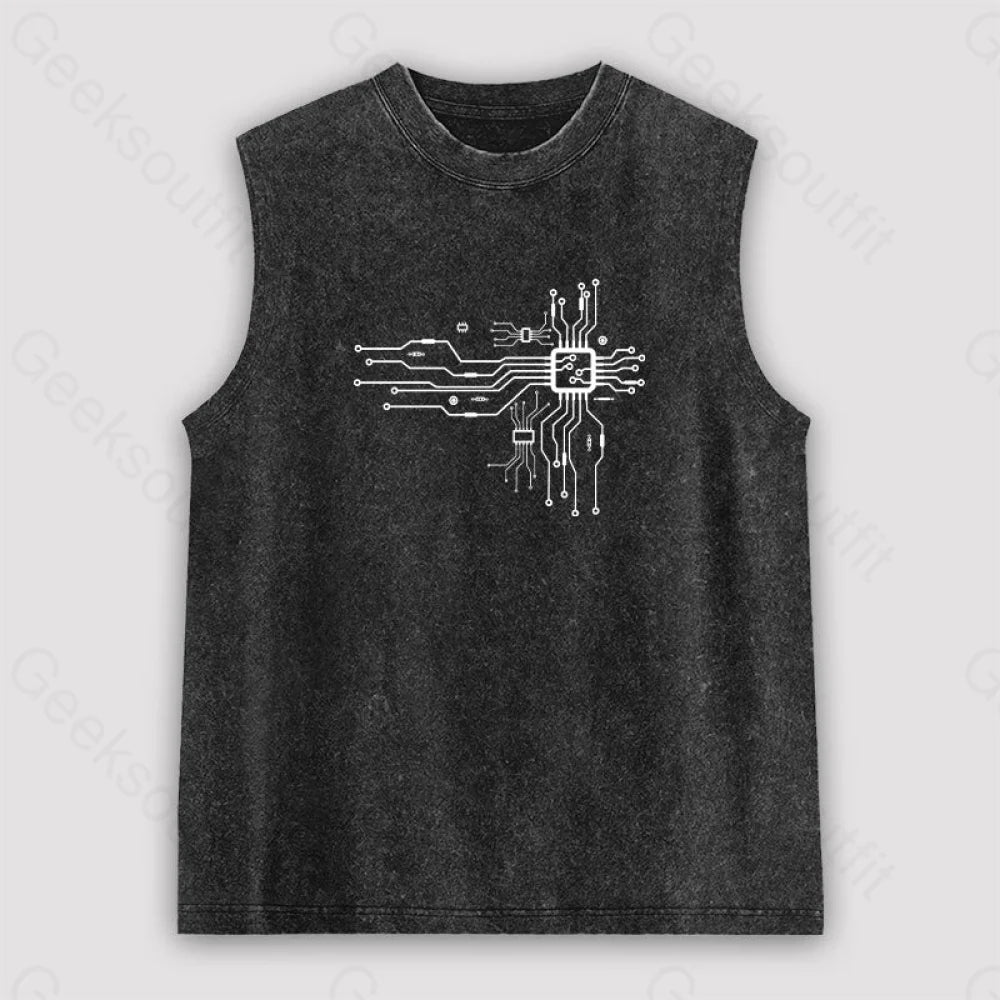 Cpu Heart Unisex Washed Tank Black / S