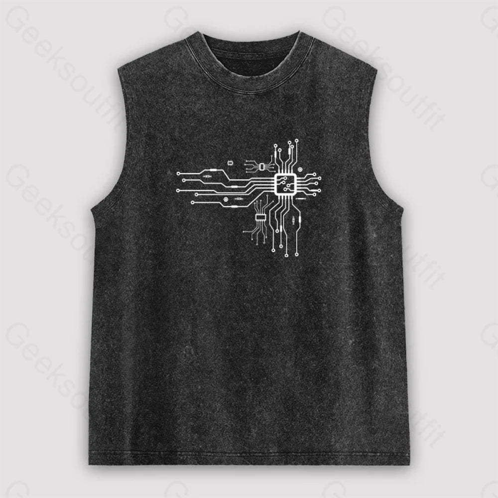 Cpu Heart Unisex Washed Tank Black / S
