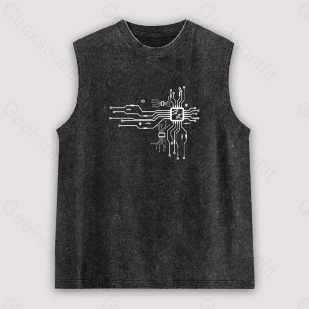 Cpu Heart Unisex Washed Tank Black / S