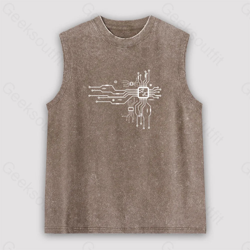Cpu Heart Unisex Washed Tank Brown / S