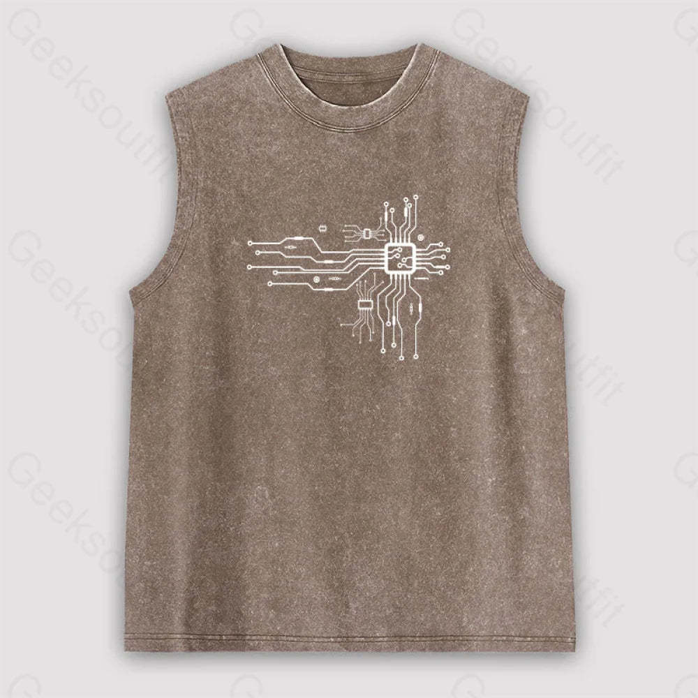 Cpu Heart Unisex Washed Tank Brown / S