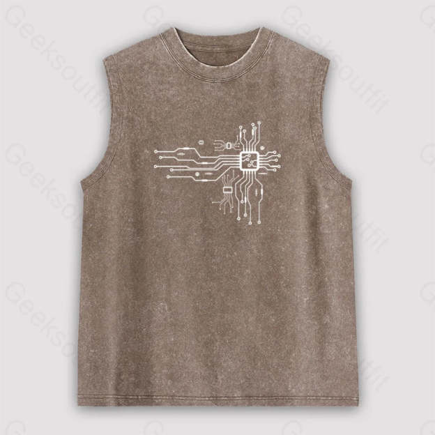 Cpu Heart Unisex Washed Tank Brown / S