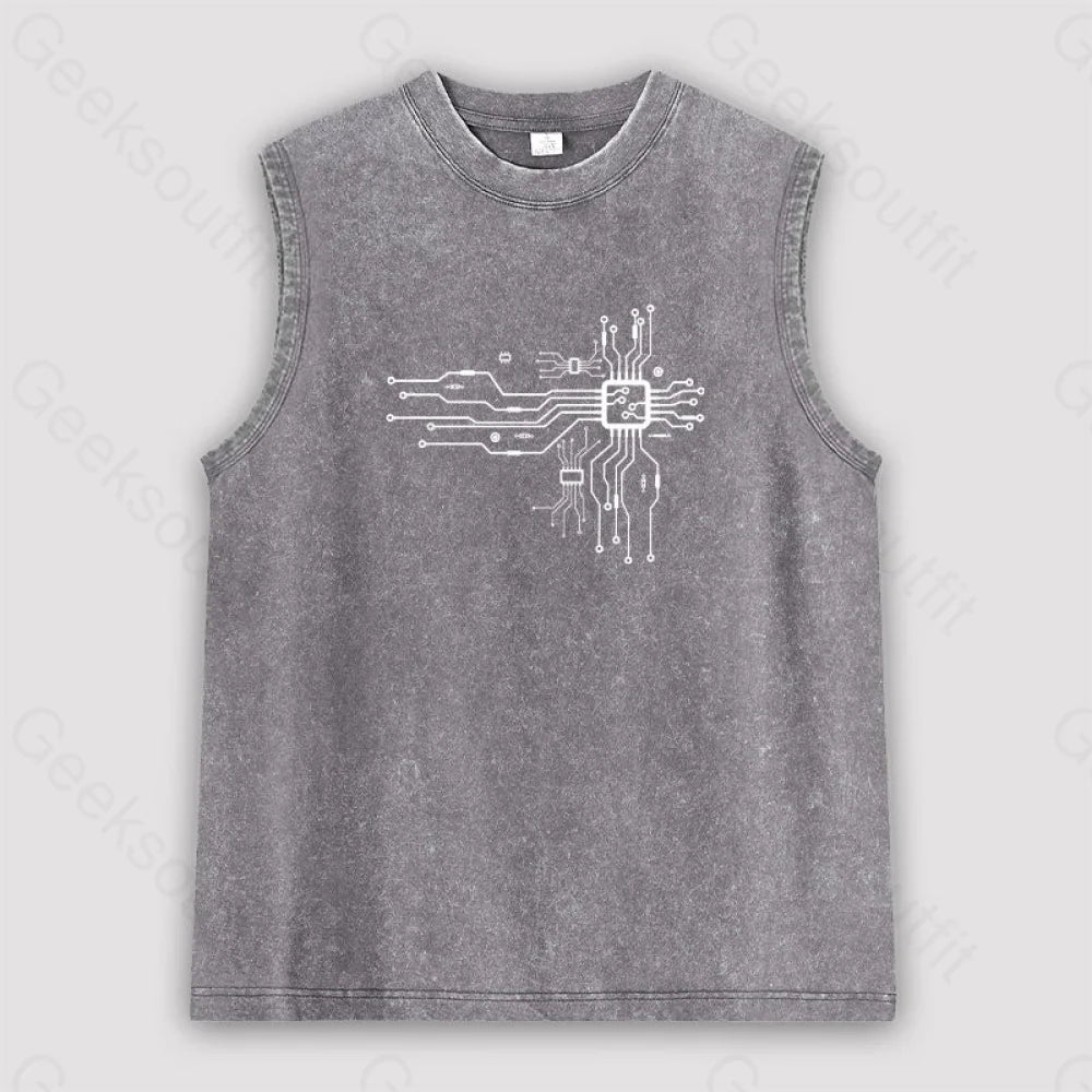 Cpu Heart Unisex Washed Tank Grey / S
