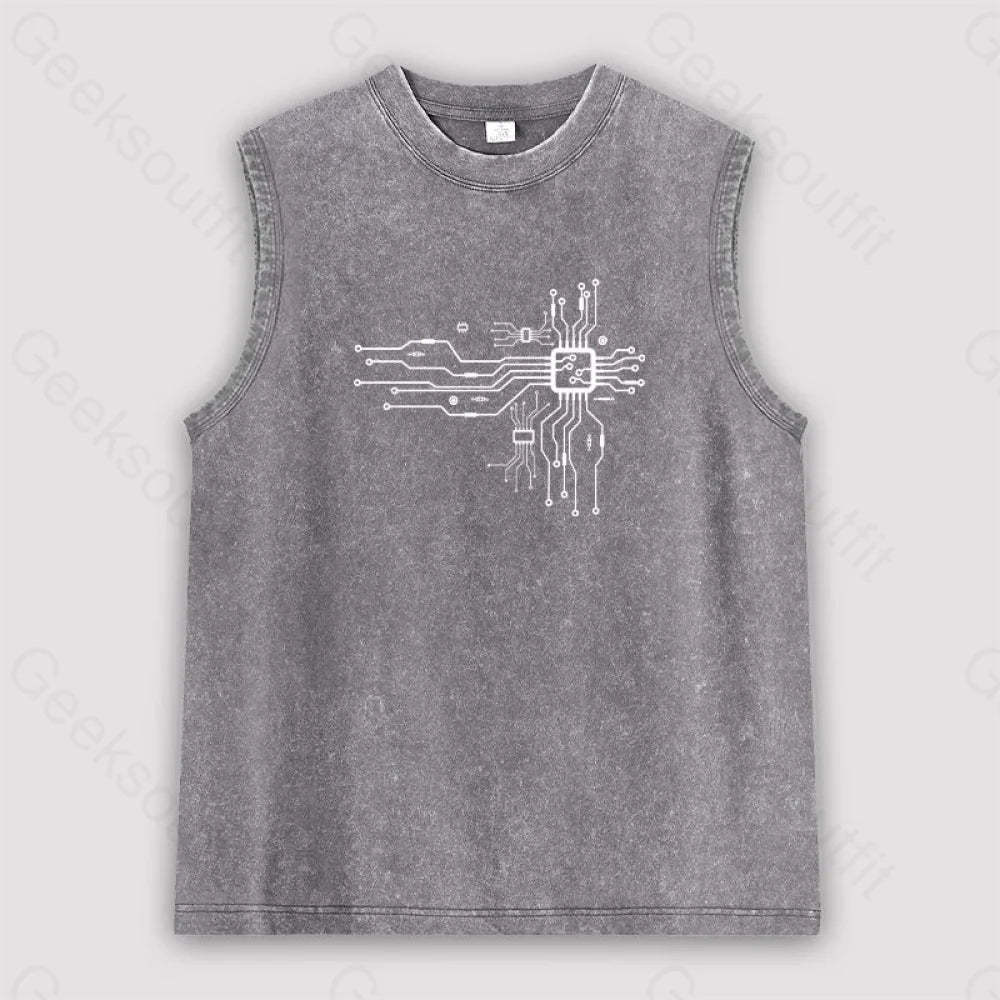 Cpu Heart Unisex Washed Tank Grey / S