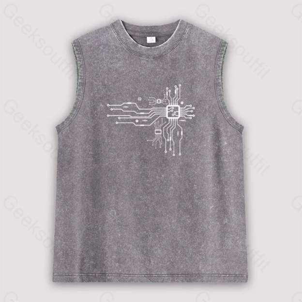 Cpu Heart Unisex Washed Tank Grey / S