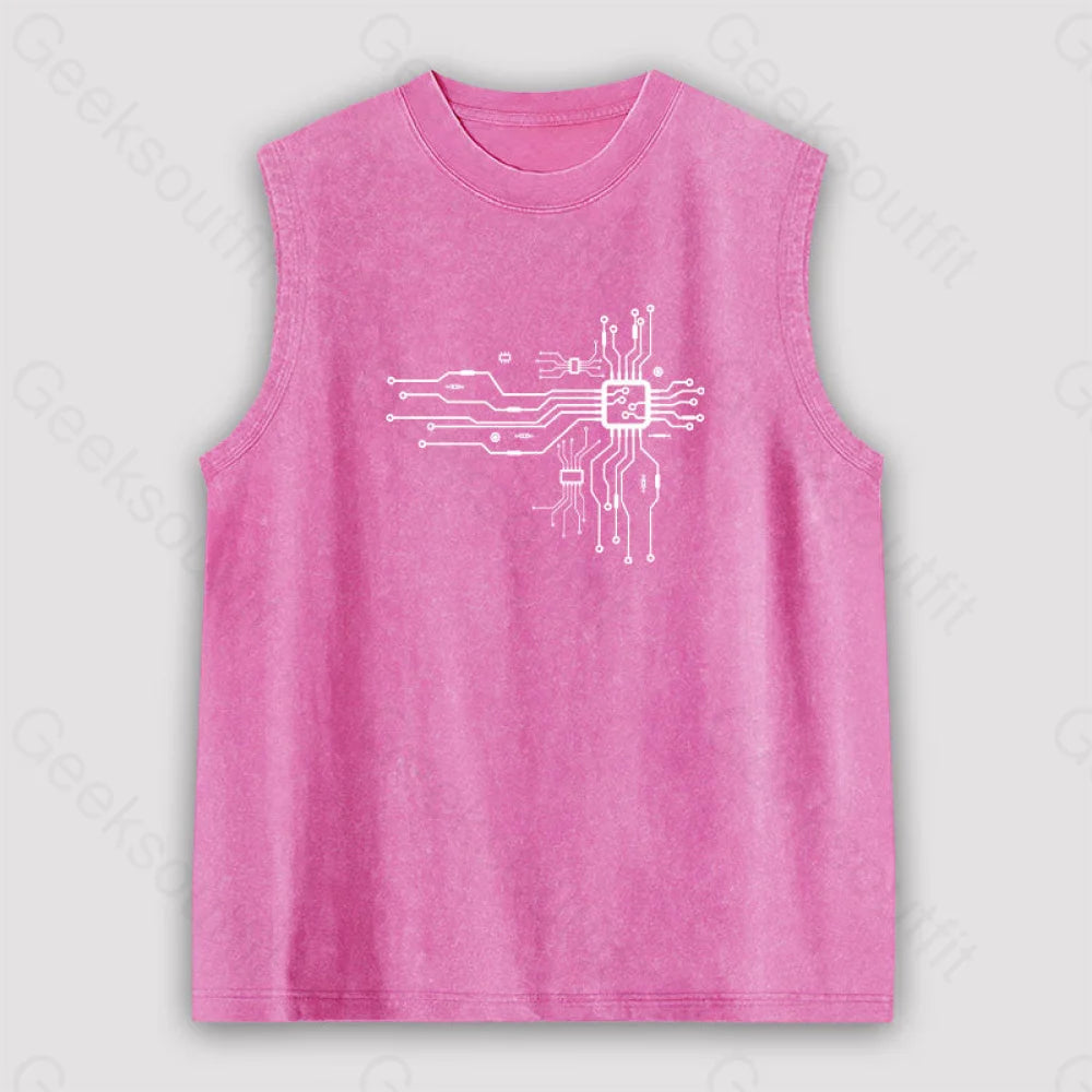 Cpu Heart Unisex Washed Tank Pink / S