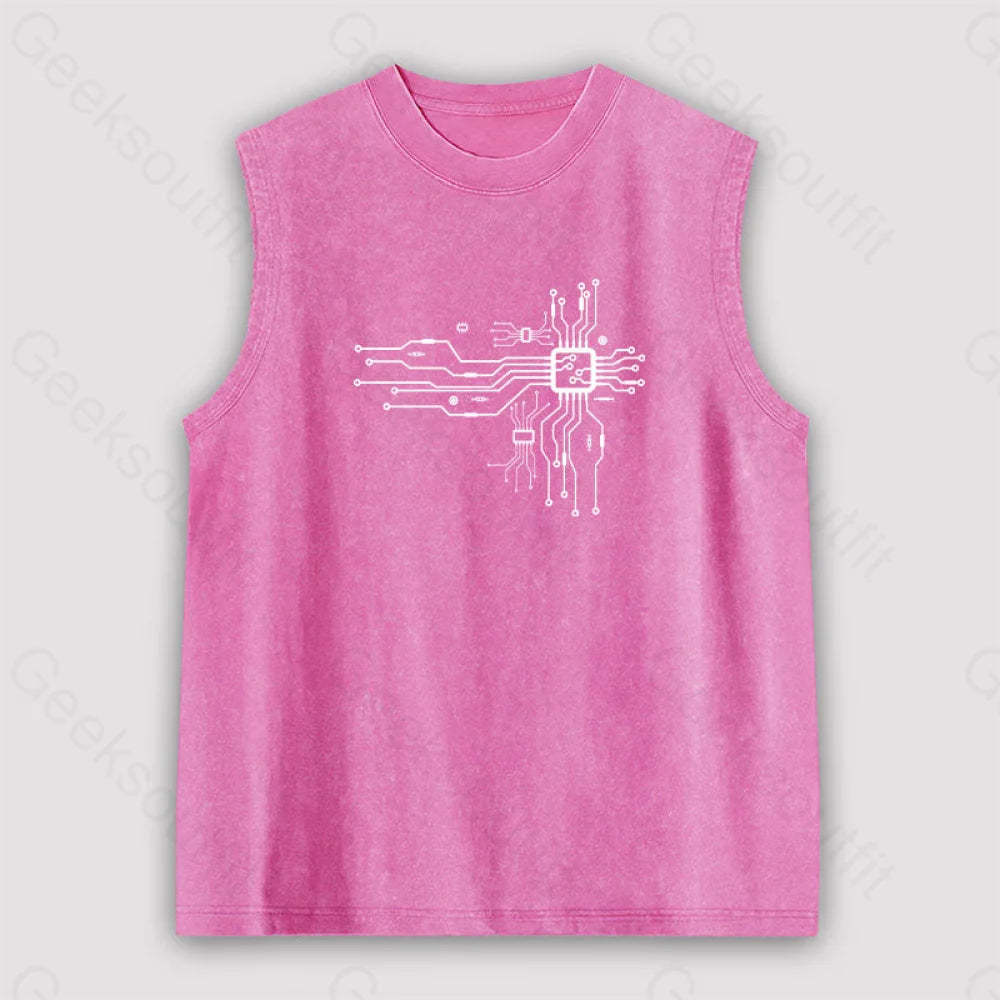 Cpu Heart Unisex Washed Tank Pink / S