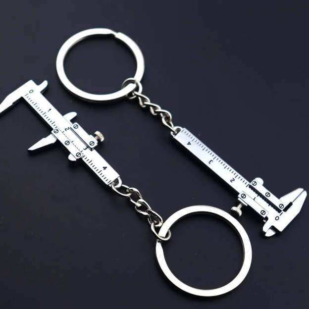 Creative Vernier Calipers Keychain Silver