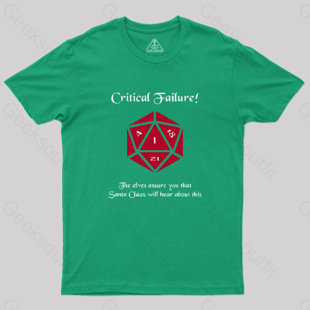 Critical Failure! Made The Naughty List Geek T-Shirt Green / S