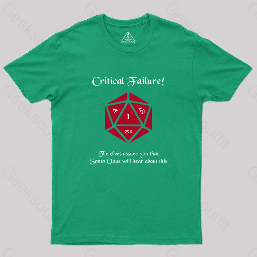 Critical Failure! Made The Naughty List Geek T-Shirt Green / S
