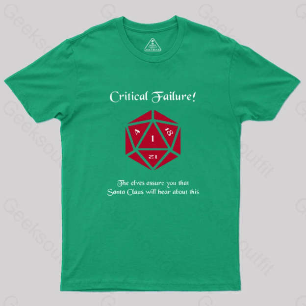 Critical Failure! Made The Naughty List Geek T-Shirt Green / S