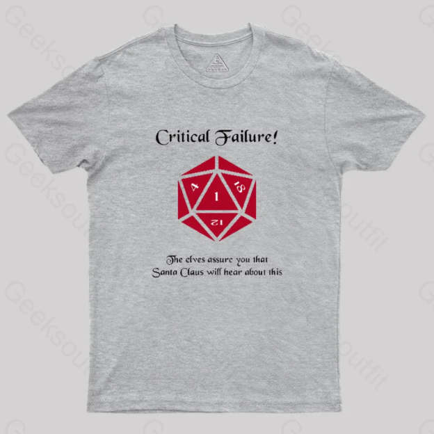 Critical Failure! Made The Naughty List Geek T-Shirt Grey / S