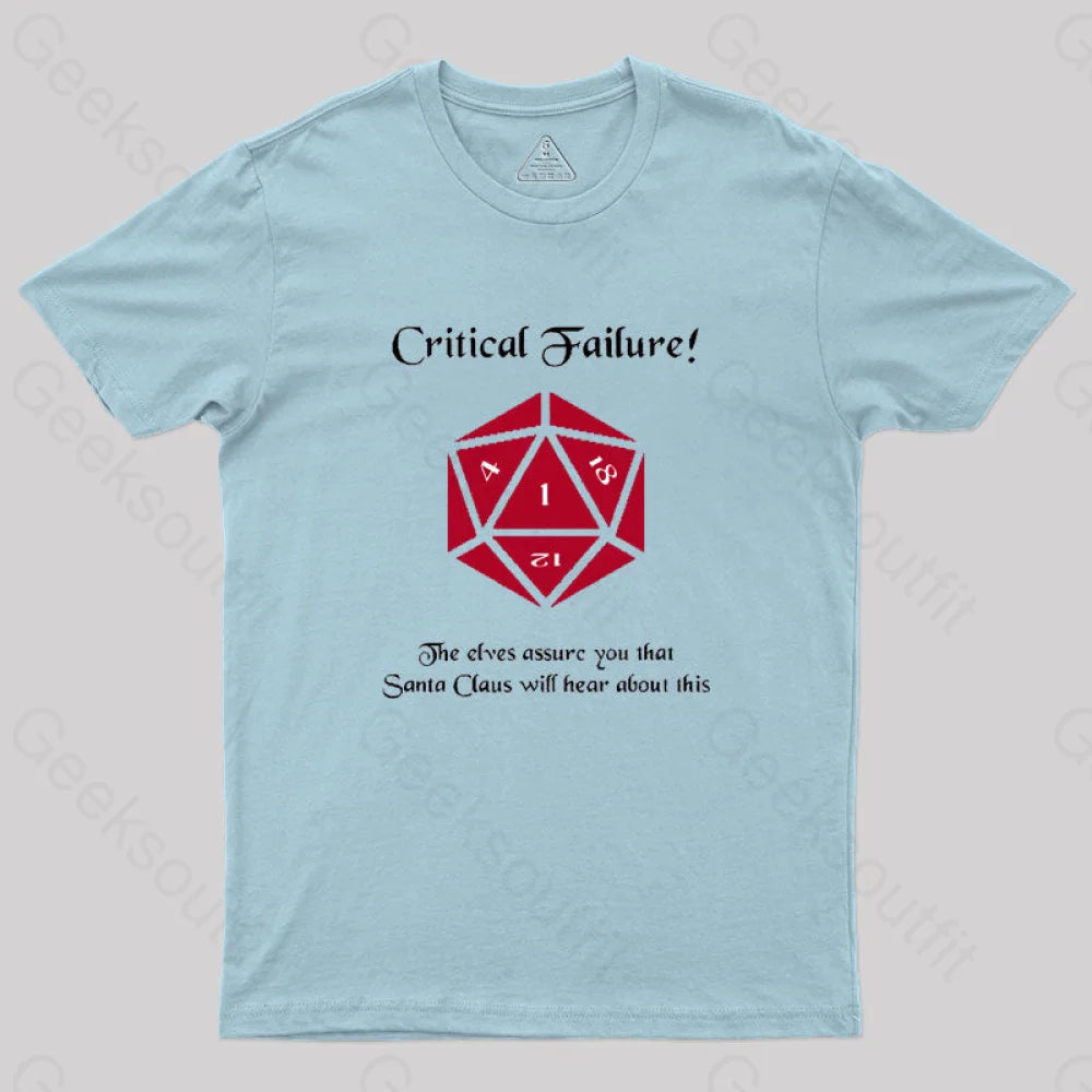 Critical Failure! Made The Naughty List Geek T-Shirt Light Blue / S