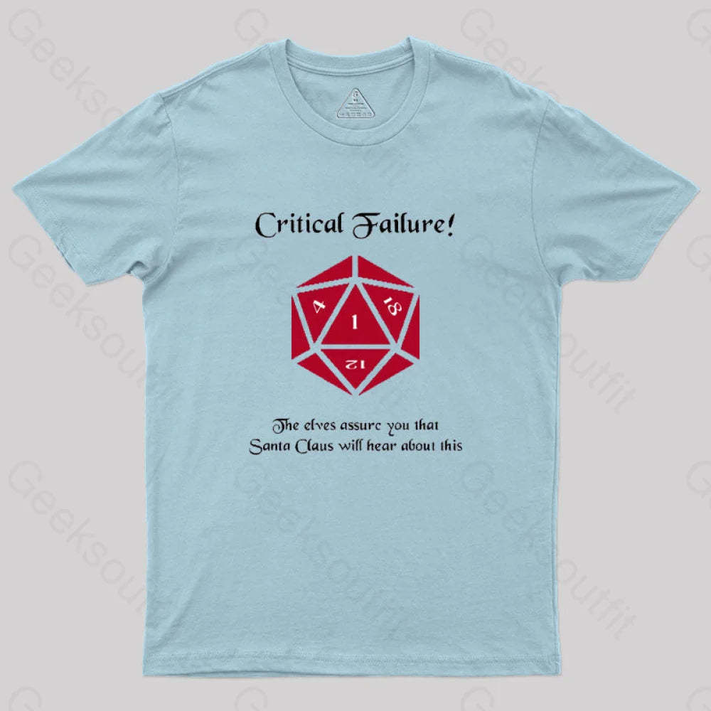 Critical Failure! Made The Naughty List Geek T-Shirt Light Blue / S