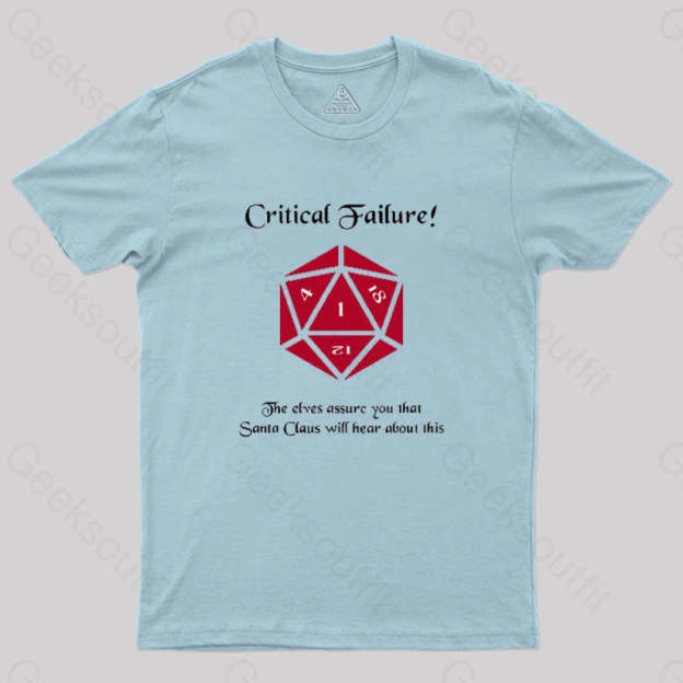 Critical Failure! Made The Naughty List Geek T-Shirt Light Blue / S