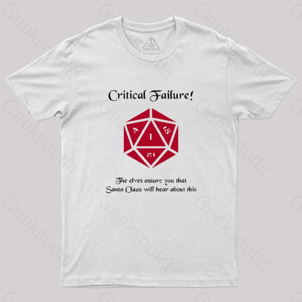 Critical Failure! Made The Naughty List Geek T-Shirt White / S