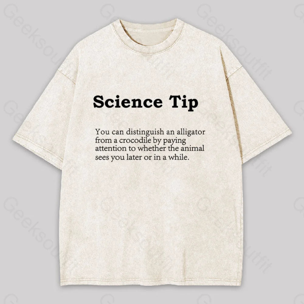 Crocodile Alligator Funny Science Tip Washed T-Shirt Apricot / S