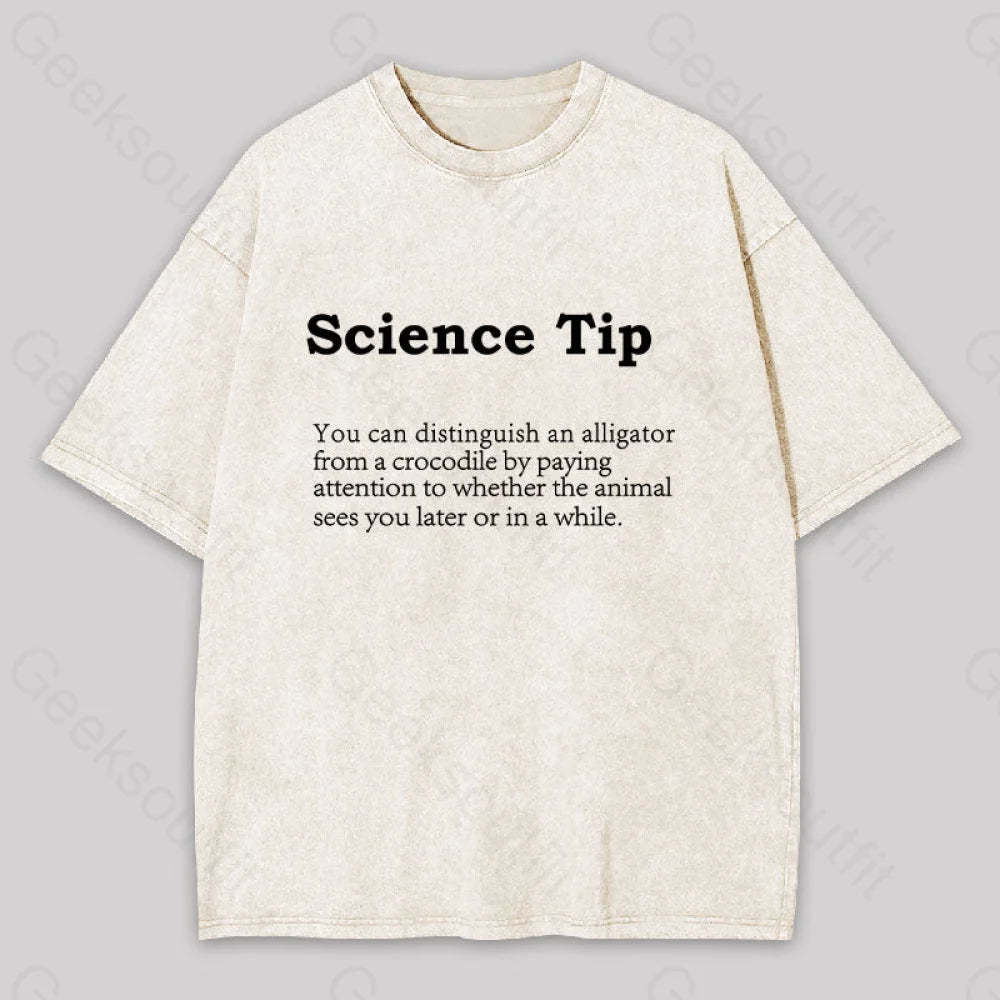 Crocodile Alligator Funny Science Tip Washed T-Shirt Apricot / S