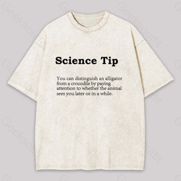 Crocodile Alligator Funny Science Tip Washed T-Shirt Apricot / S