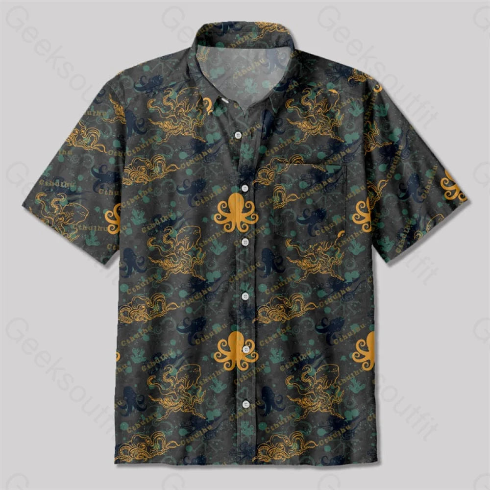 Cthulhu Funny Button Up Pocket Shirt Up / S Bus410 Yc