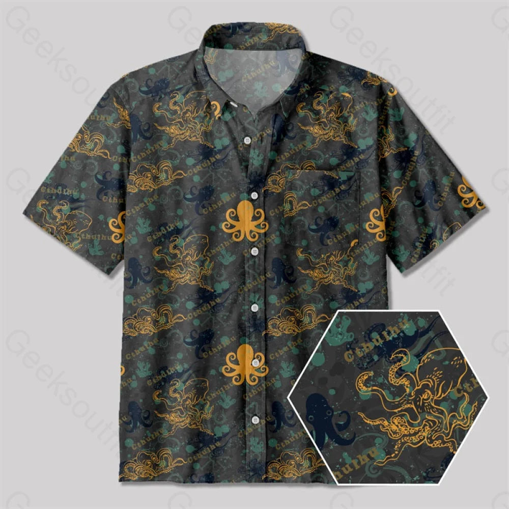 Cthulhu Funny Button Up Pocket Shirt Yc