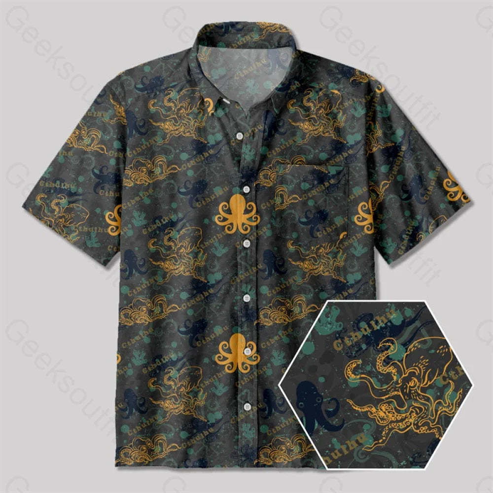 Cthulhu Funny Button Up Pocket Shirt Yc