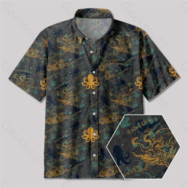 Cthulhu Funny Button Up Pocket Shirt Yc