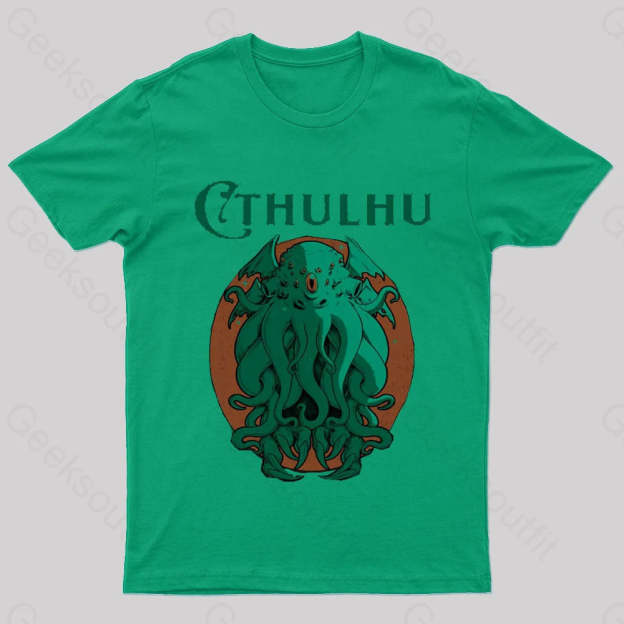 Cthulhu Magazine Nerd T-Shirt Green / S