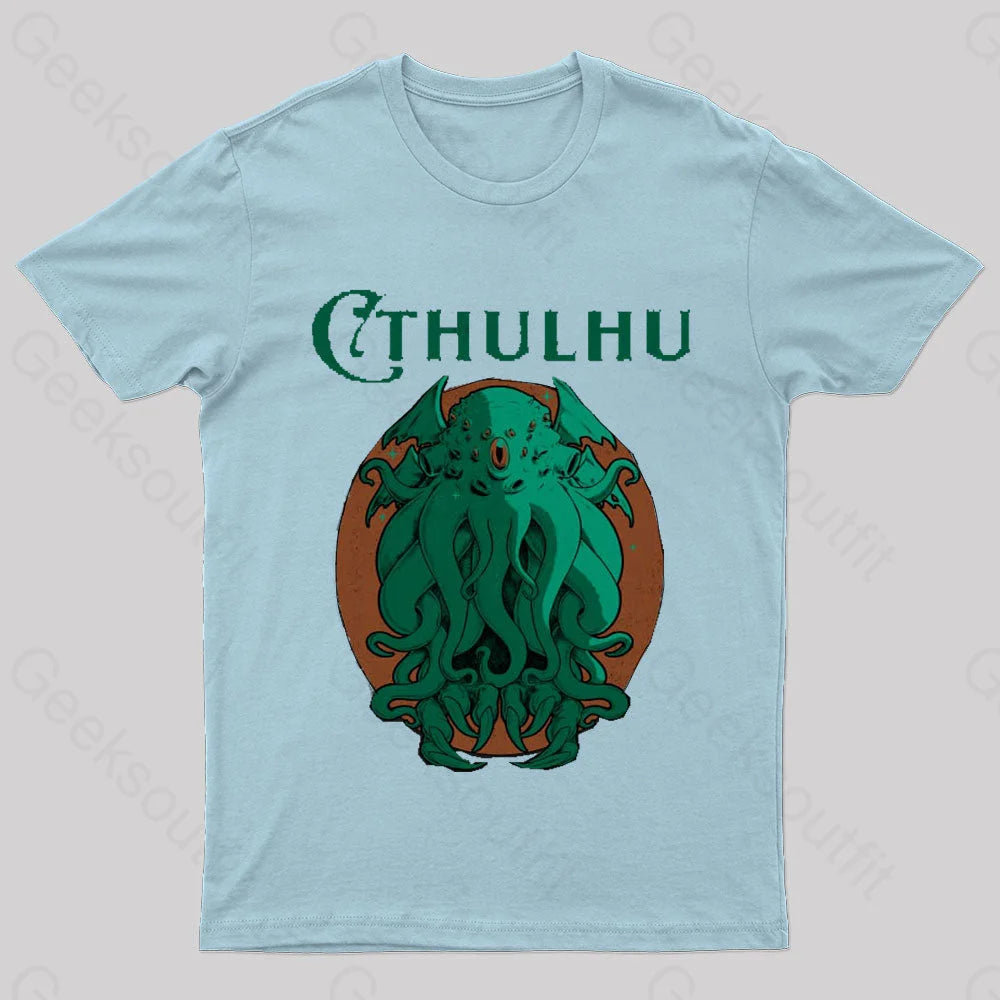 Cthulhu Magazine Nerd T-Shirt Light Blue / S