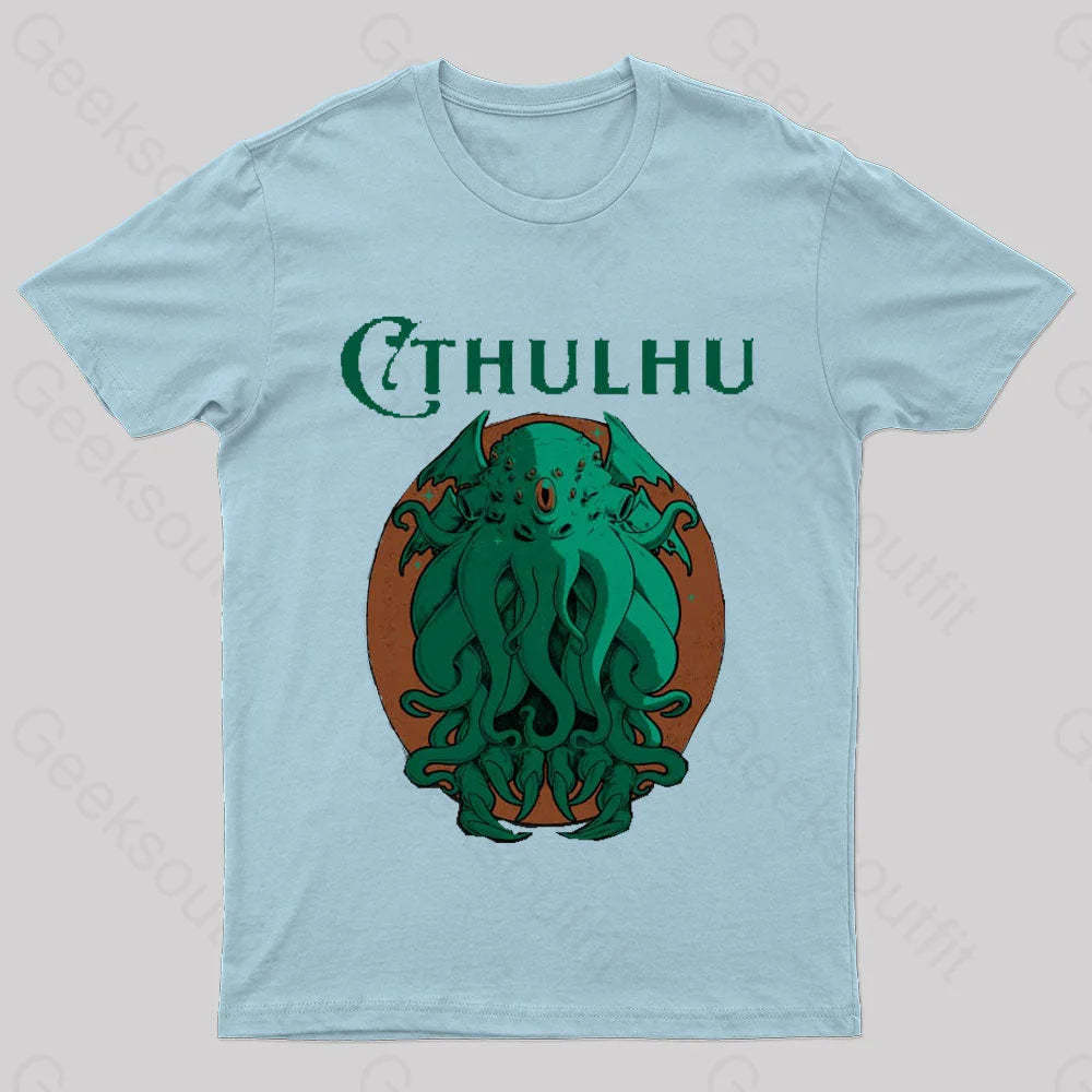 Cthulhu Magazine Nerd T-Shirt Light Blue / S