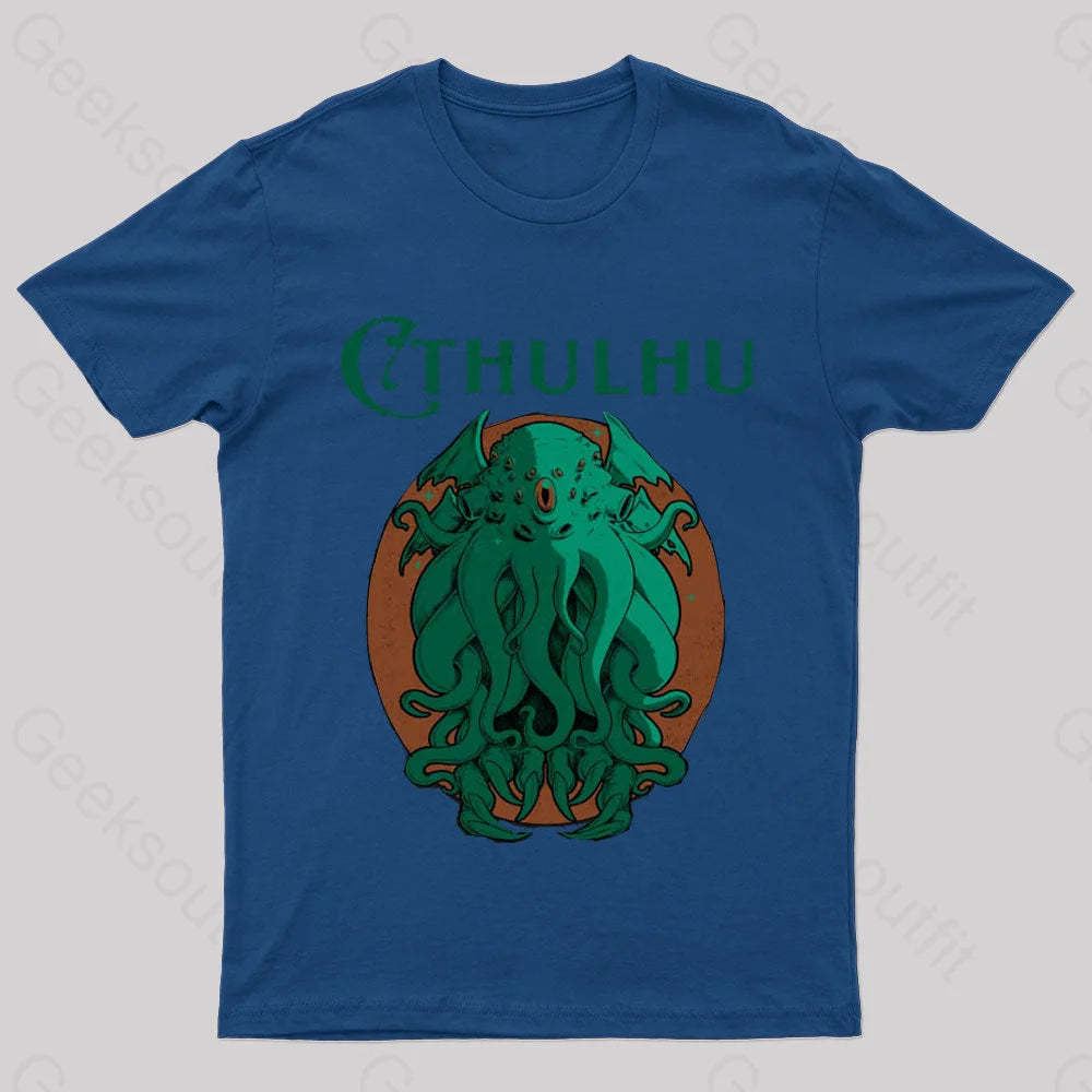 Cthulhu Magazine Nerd T-Shirt Navy / S