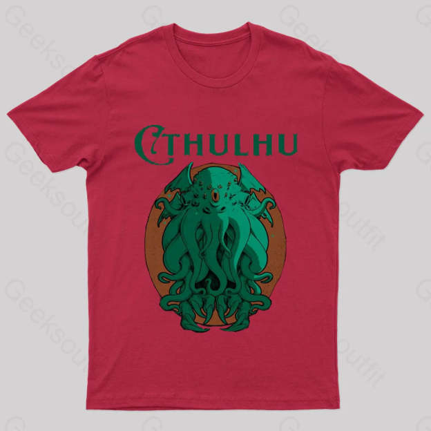 Cthulhu Magazine Nerd T-Shirt Red / S