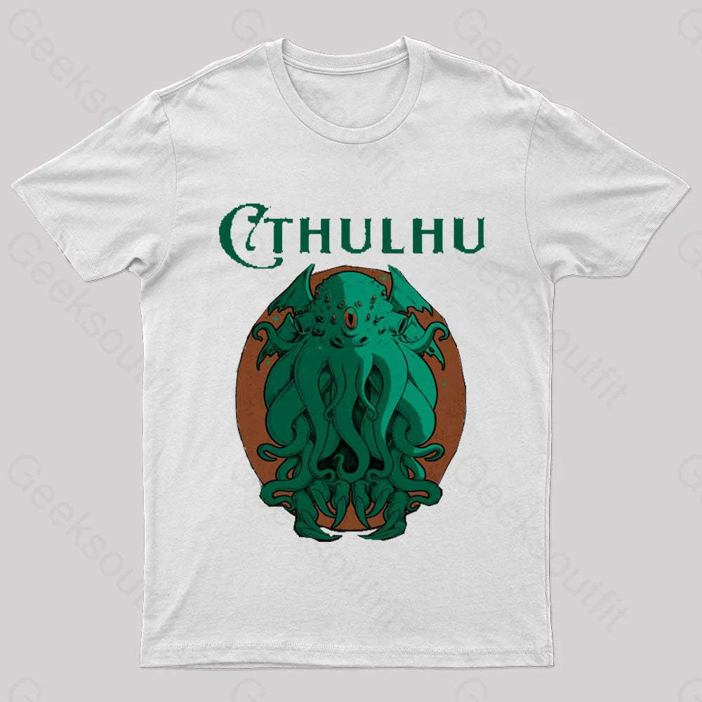 Cthulhu Magazine Nerd T-Shirt White / S