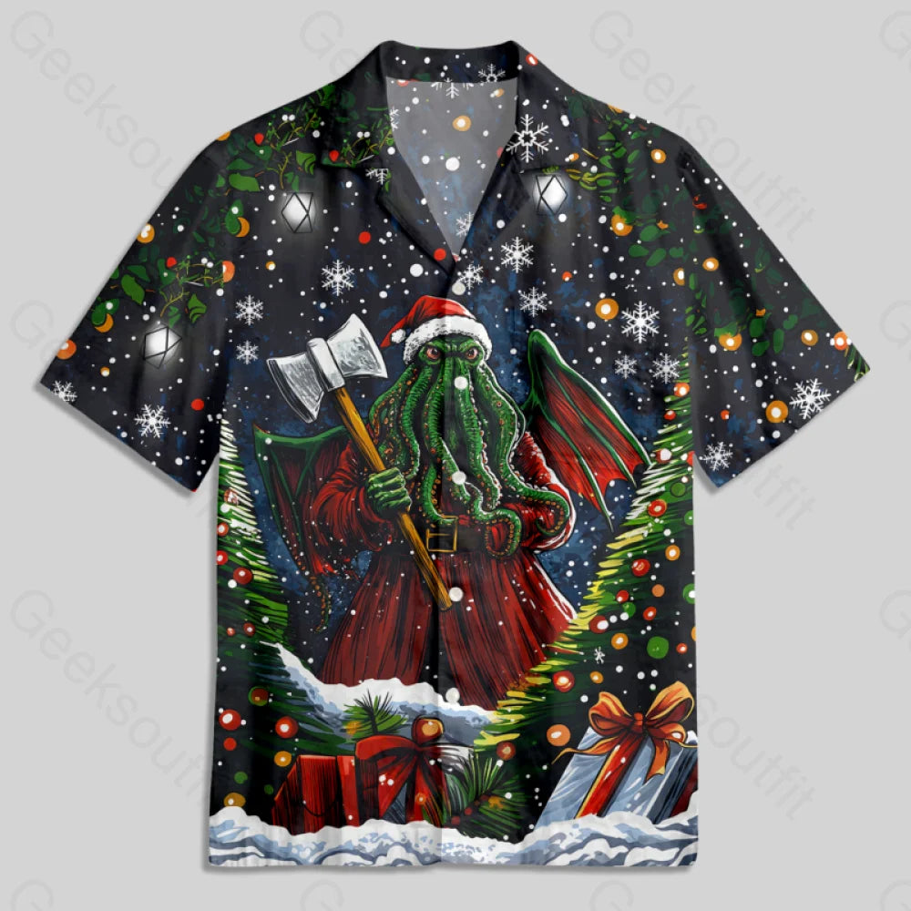 Cthulhu Santa Claus Button Up Pocket Shirt Hawaiian / S Bus656 Yc