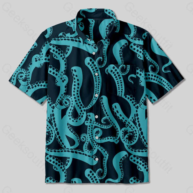 Cthulhu Tentacle Button Up Pocket Shirt Up / S Bus503 Yc