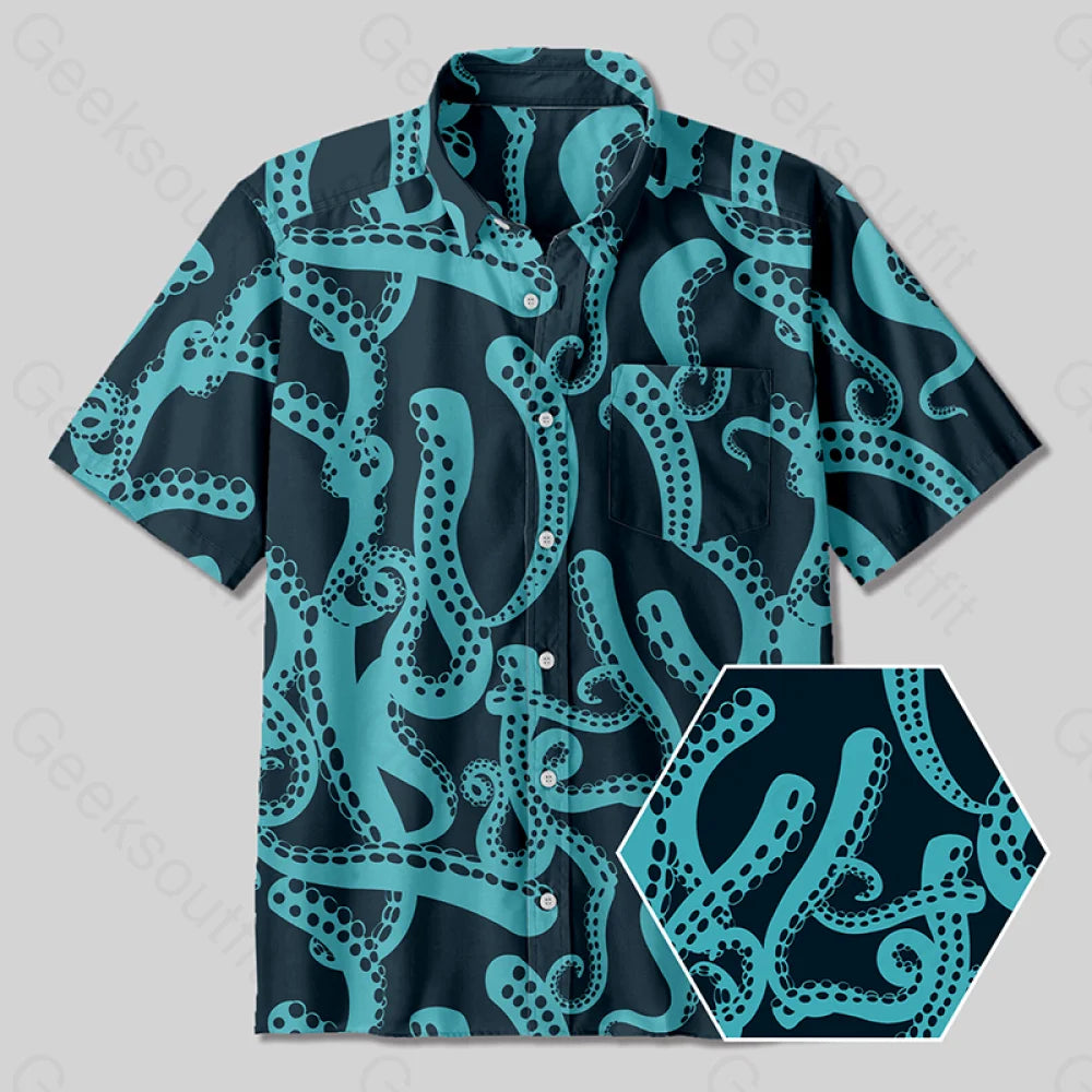 Cthulhu Tentacle Button Up Pocket Shirt Yc