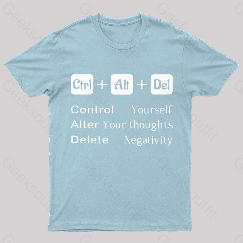 Ctrl Alt Del Quote Nerd T-Shirt Light Blue / S