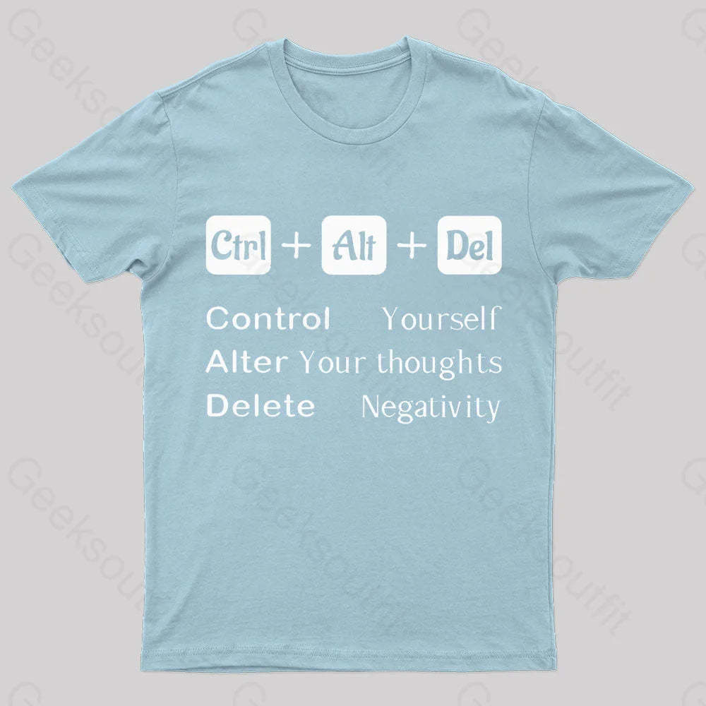 Ctrl Alt Del Quote Nerd T-Shirt Light Blue / S