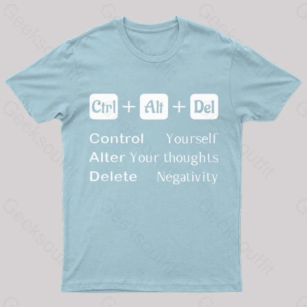 Ctrl Alt Del Quote Nerd T-Shirt Light Blue / S