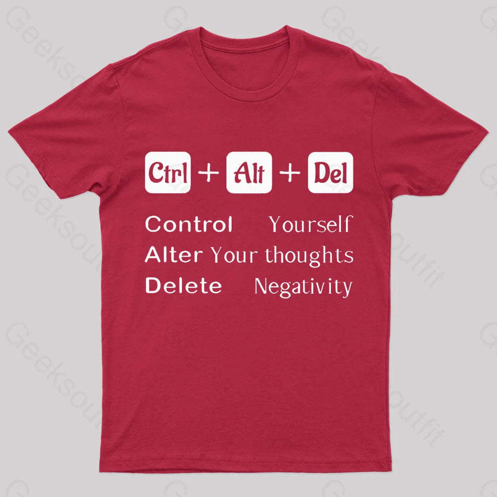 Ctrl Alt Del Quote Nerd T-Shirt Red / S