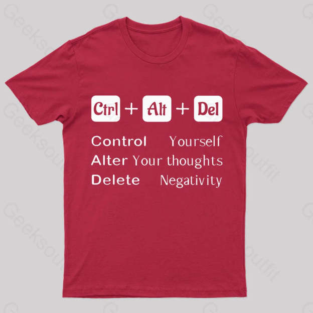 Ctrl Alt Del Quote Nerd T-Shirt Red / S