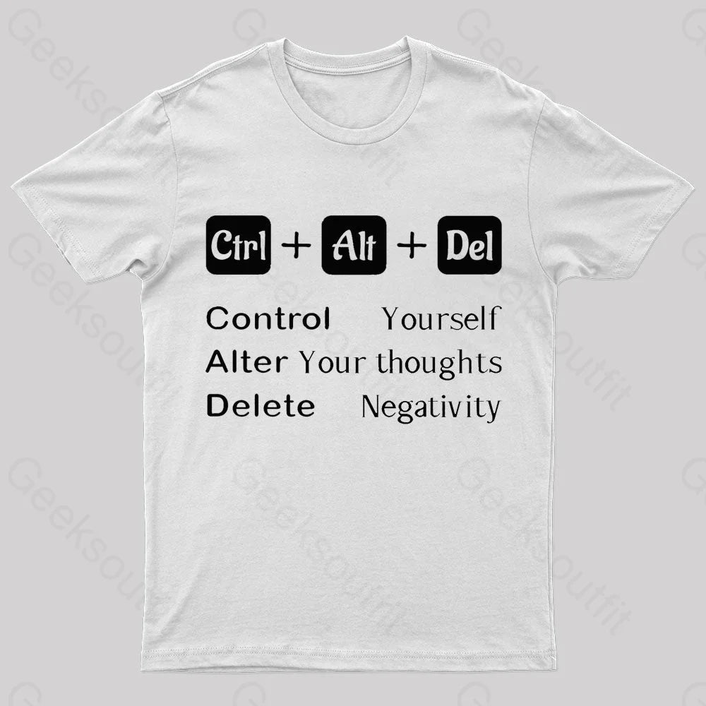 Ctrl Alt Del Quote Nerd T-Shirt White / S