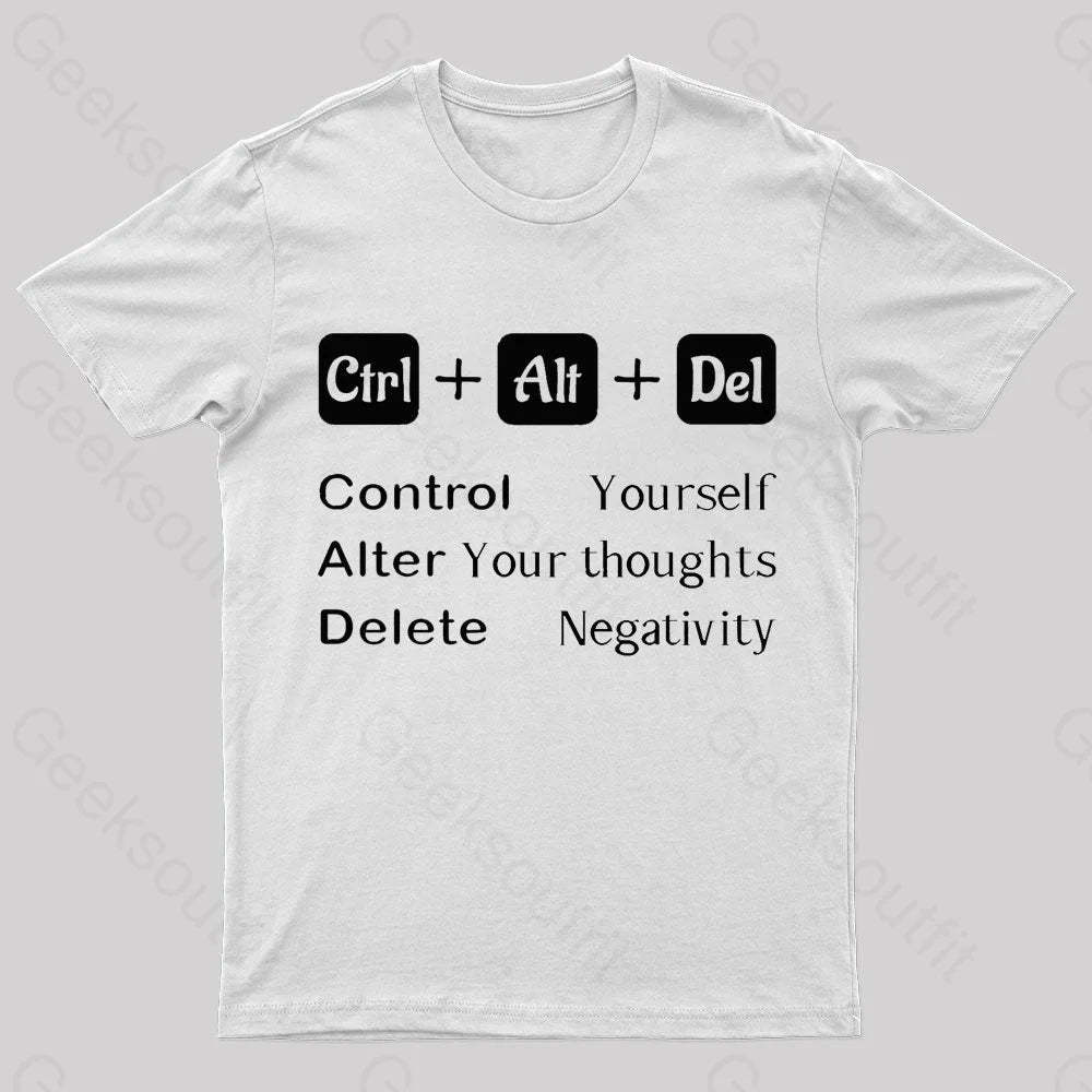 Ctrl Alt Del Quote Nerd T-Shirt White / S