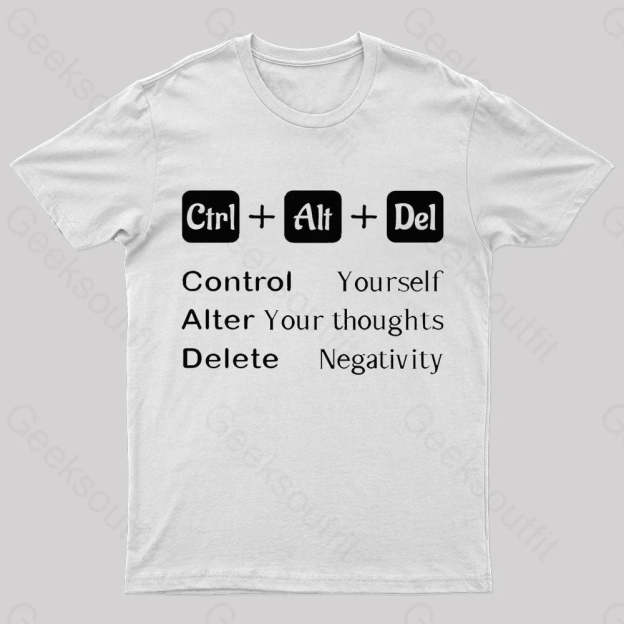Ctrl Alt Del Quote Nerd T-Shirt White / S