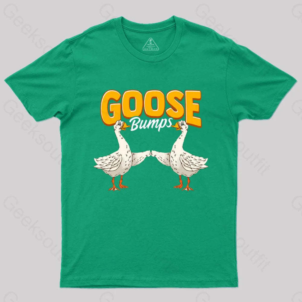 Cute & Funny Goose Bumps Animal Pun T-Shirt Green / S
