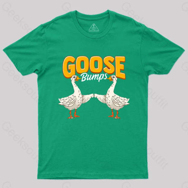 Cute & Funny Goose Bumps Animal Pun T-Shirt Green / S