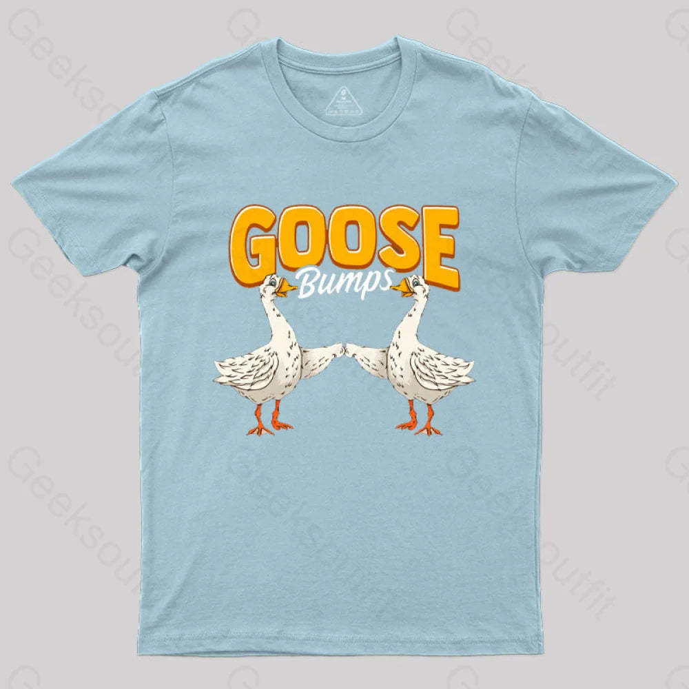 Cute & Funny Goose Bumps Animal Pun T-Shirt Light Blue / S