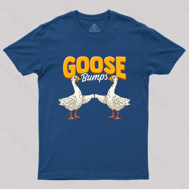 Cute & Funny Goose Bumps Animal Pun T-Shirt Navy / S
